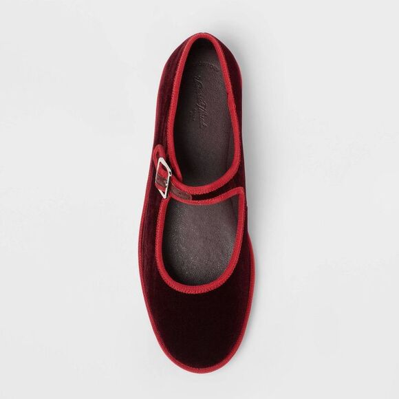 Universal Thread - Women’s Halston Ballet Flats with Memory Foam Inso Burgundy - Picture 3 of 4